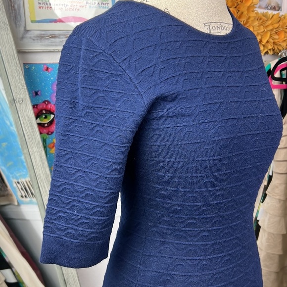 Ingrid & Isabel navy sweater midi dress Sz.S/M 1/2 sleeve stretch blue knit - Picture 6 of 16
